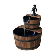 Fontana da Giardino in Legno con Pompa ¨C Zephmum ¨C 44.5x44.5x58.5 cm Marrone Scuro