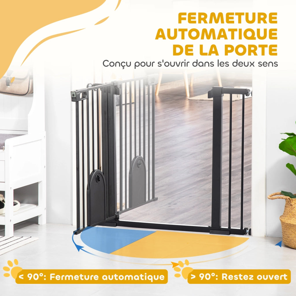 Cancelletto di sicurezza per animali domestici con porta chiusura automatica e doppio blocco ¨C Xylo ¨C acciaio nero