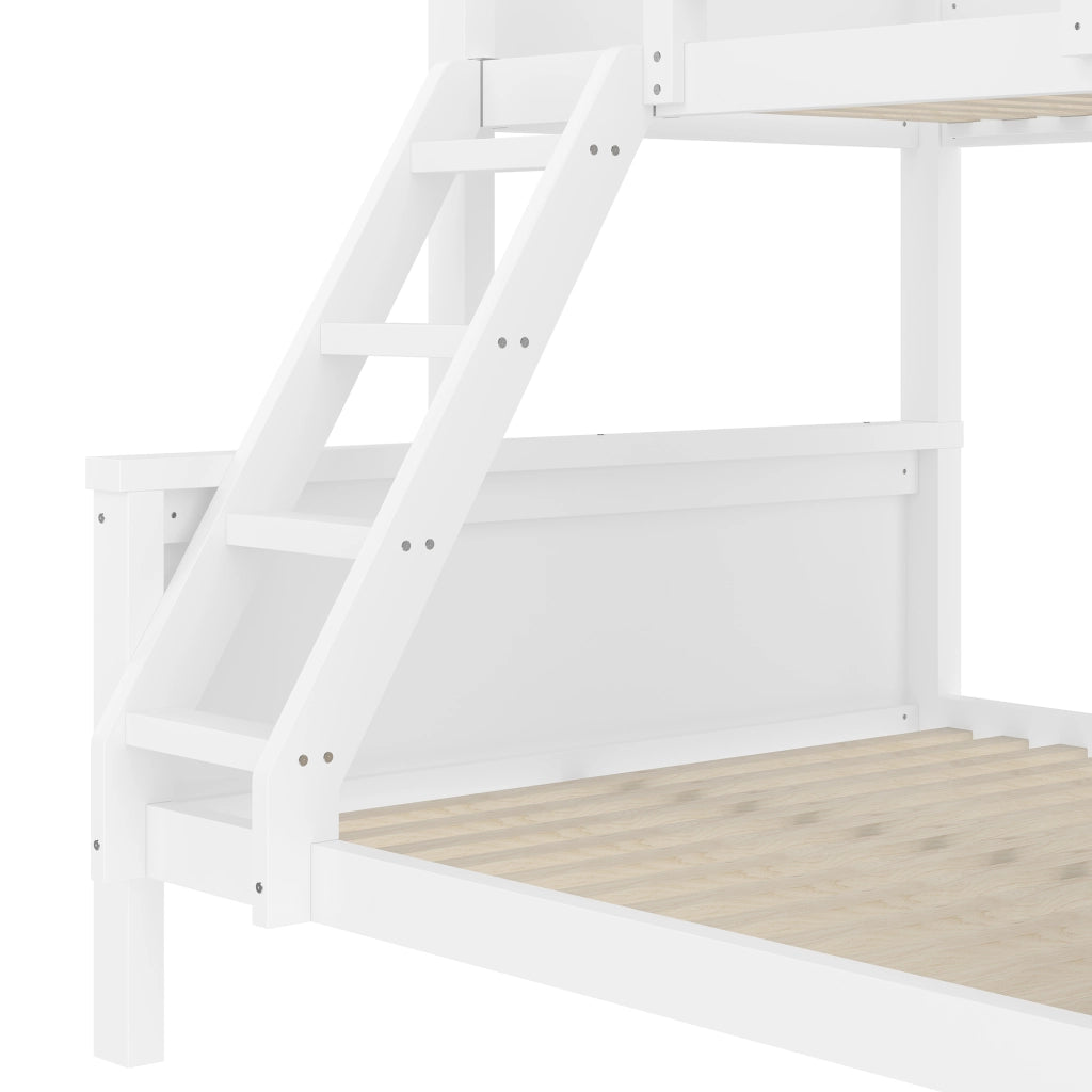 LETTO a castello con scrivania e libreria 90x200+140x200 cm Bianco