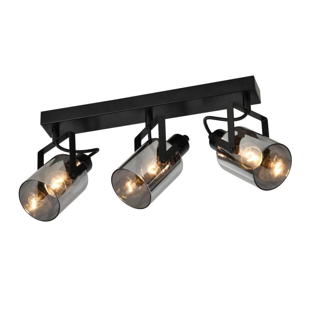 ZMH Faretto da soffitto 3 fiamme vetro grigio fumé E14 per camera letto