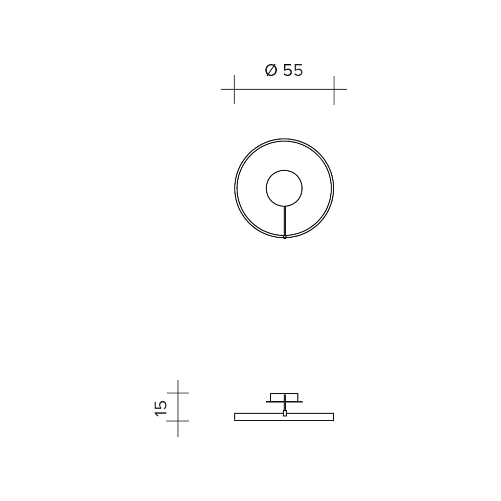 ANELLOLAMPADA DA PARETE O  SOFFITTO NERO VERNICIATO DIAM.55cm 3000K 2965LM 33W
