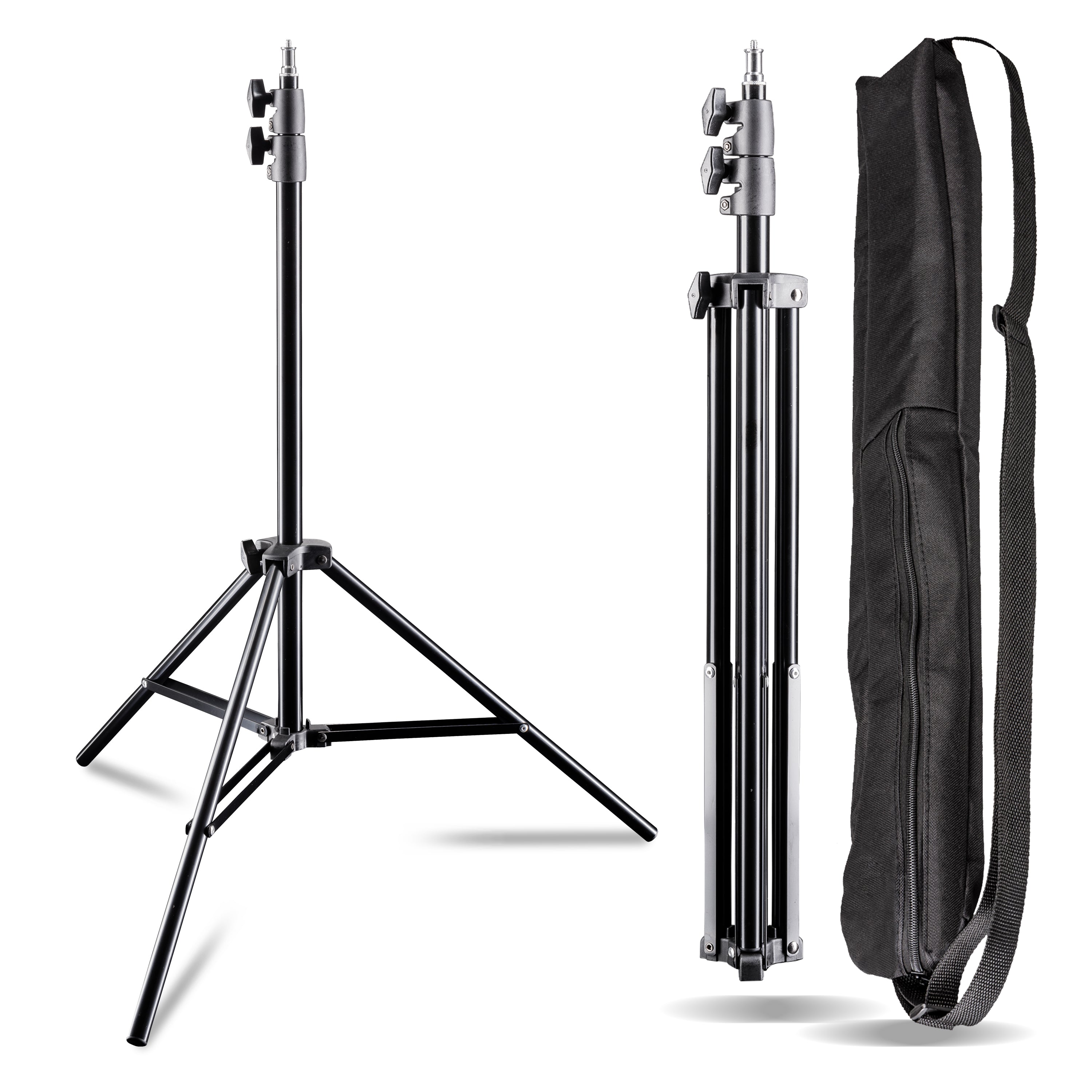 AIR 200 Set 2 stativi per luci, altezza regolabile fino a 200 cm, max 4,5 kg, Cavalletto fotografico in alluminio per foto e video, con borsa
