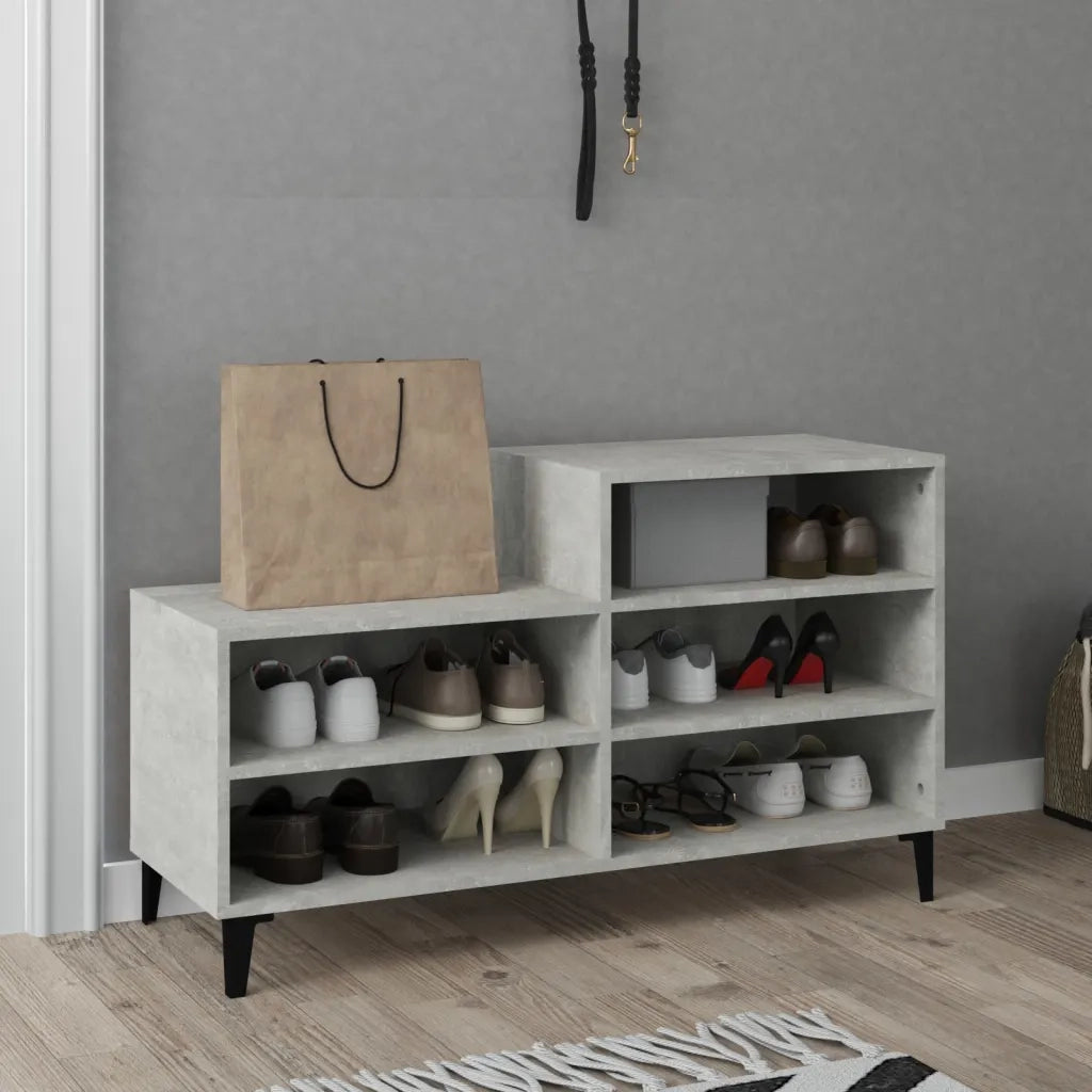 Scarpiera | Mobile per scarpe Grigio Cemento 102x36x60 cm in Legno Multistrato