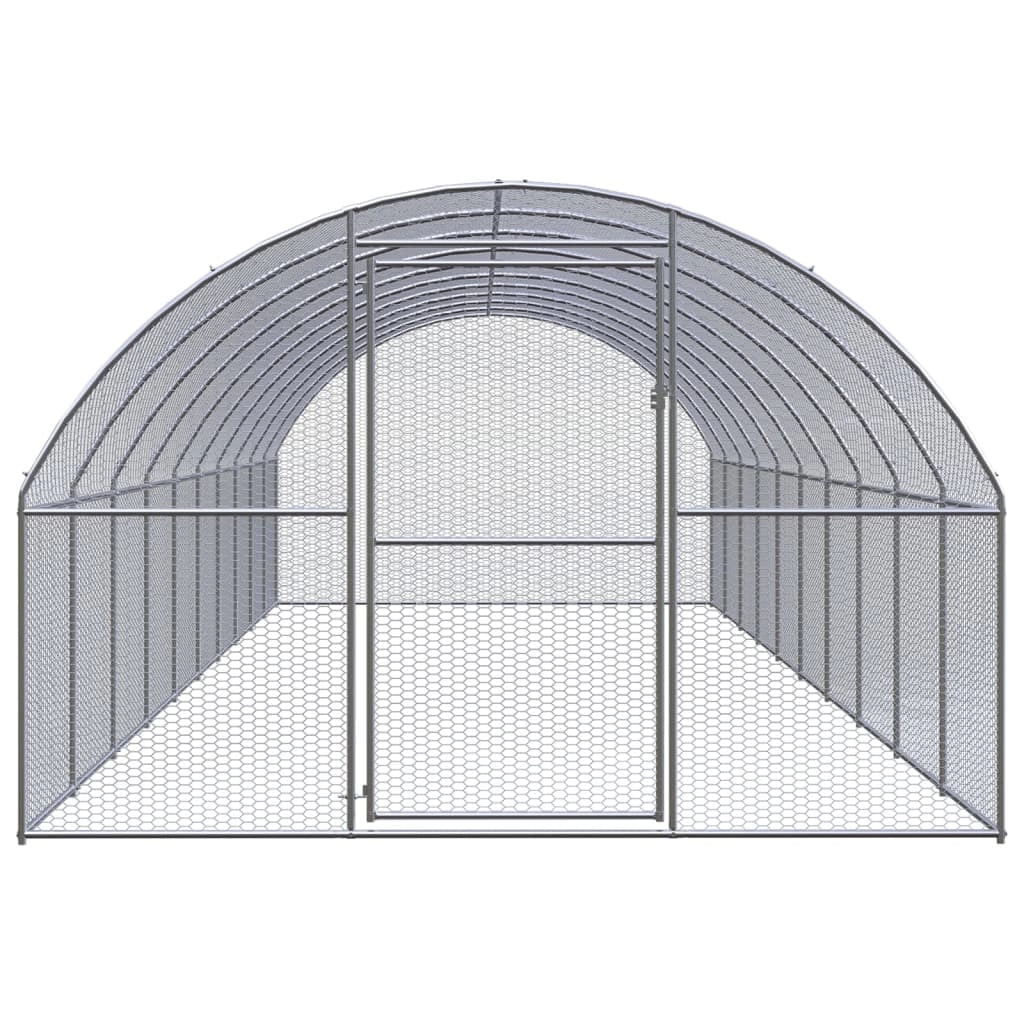 Pollaio recinto per polli da esterno 3 x 10 x 2 m acciaio zincato argento 02_0043998