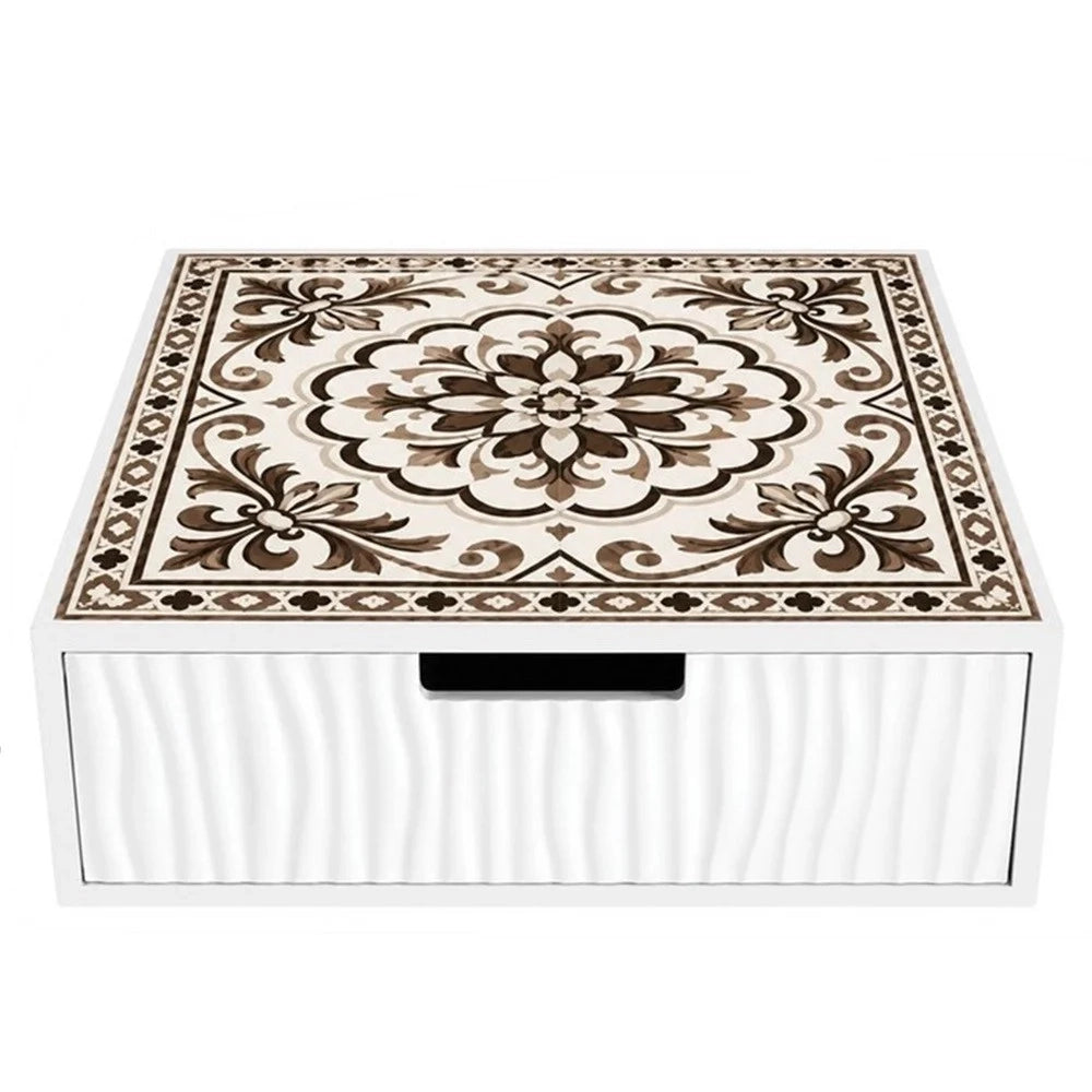 Trade Shop - Cassetto Organizer Porta Capsule Cialde Bianco Top Vetro Maiolica Tortora Divisori 595189 -