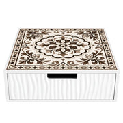 Trade Shop - Cassetto Organizer Porta Capsule Cialde Bianco Top Vetro Maiolica Tortora Divisori 595189 -