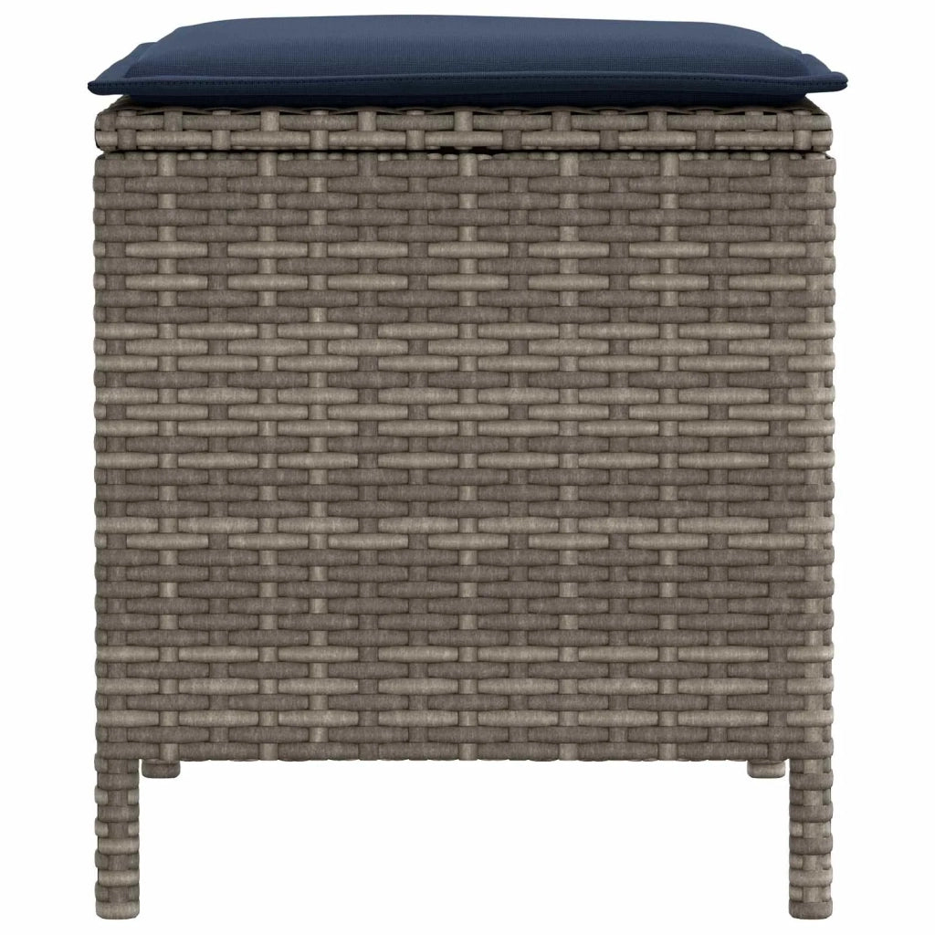 Poggiapiedi da Giardino 2 Pezzo Grigio e Blu Navy Rattan in PE
