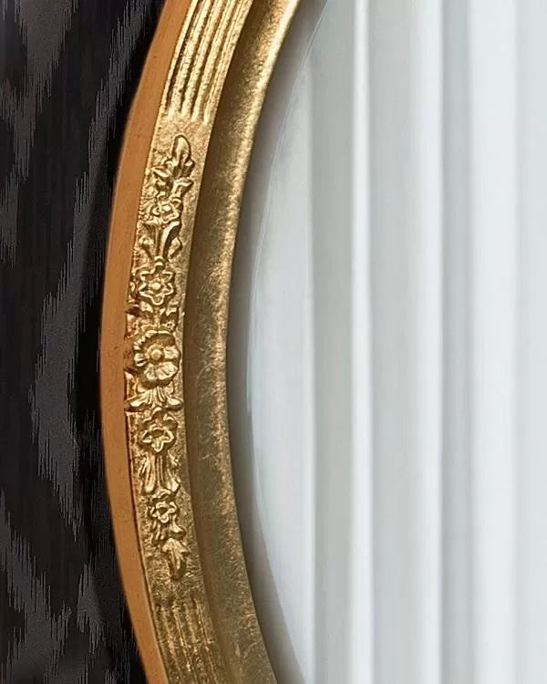 Mobili2g - specchiera in foglia oro ovale- misure: l.60 x h.80 x p.5