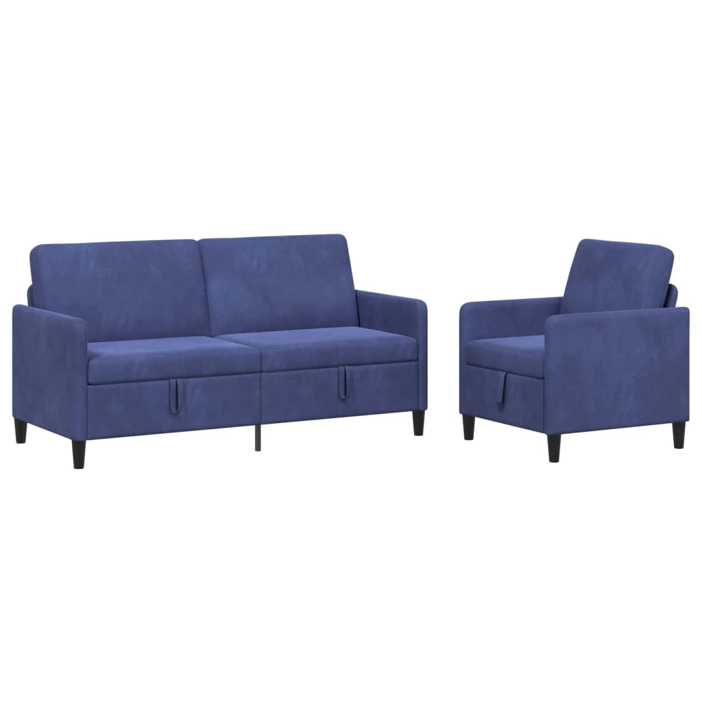 Set di Divani con Storage 2 pz Blu Polizia Poliestere 3429230