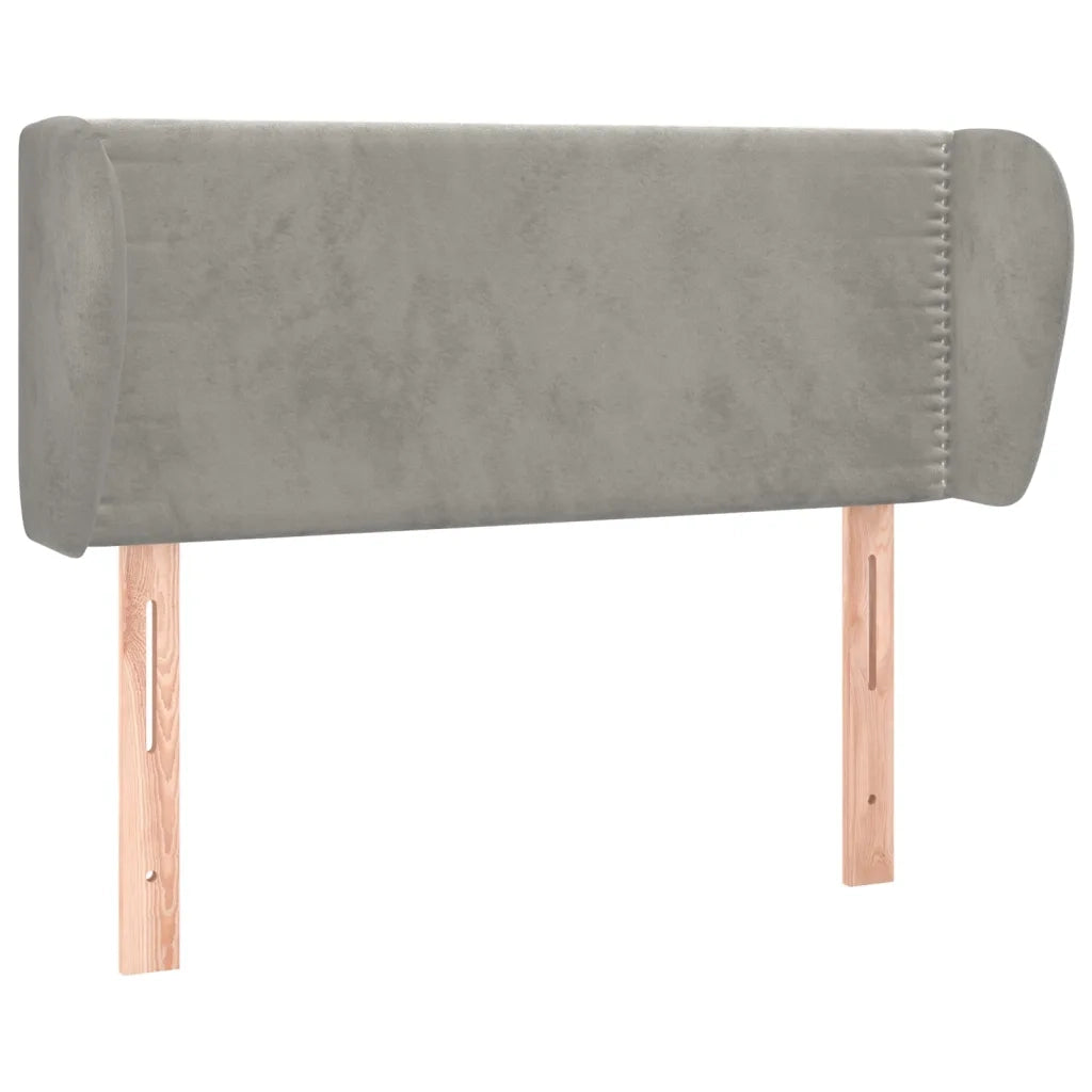 Testiera | Testata ad Orecchio Grigio Chiaro 103x23x78/88 cm in Velluto