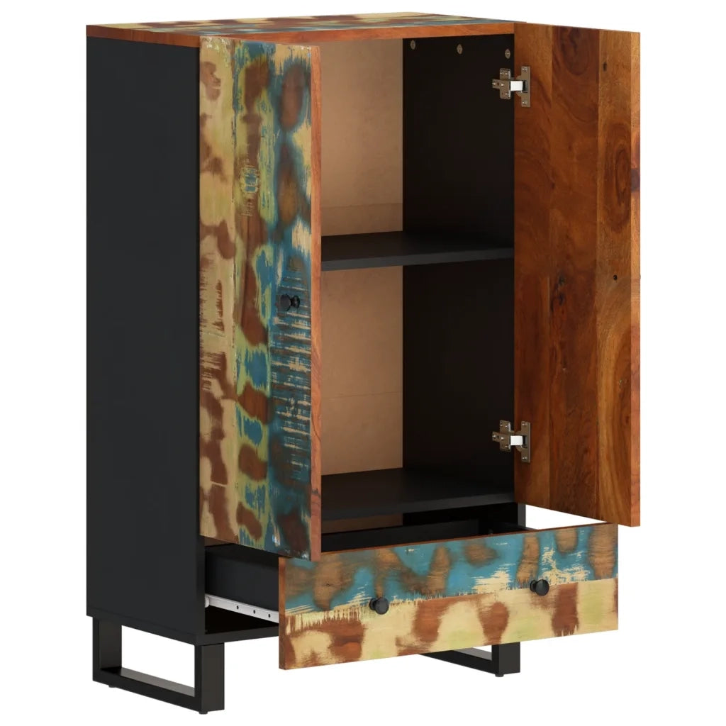 Credenza con Cassetto 60x33x100 Legno Massello Recupero e Ferro 352935