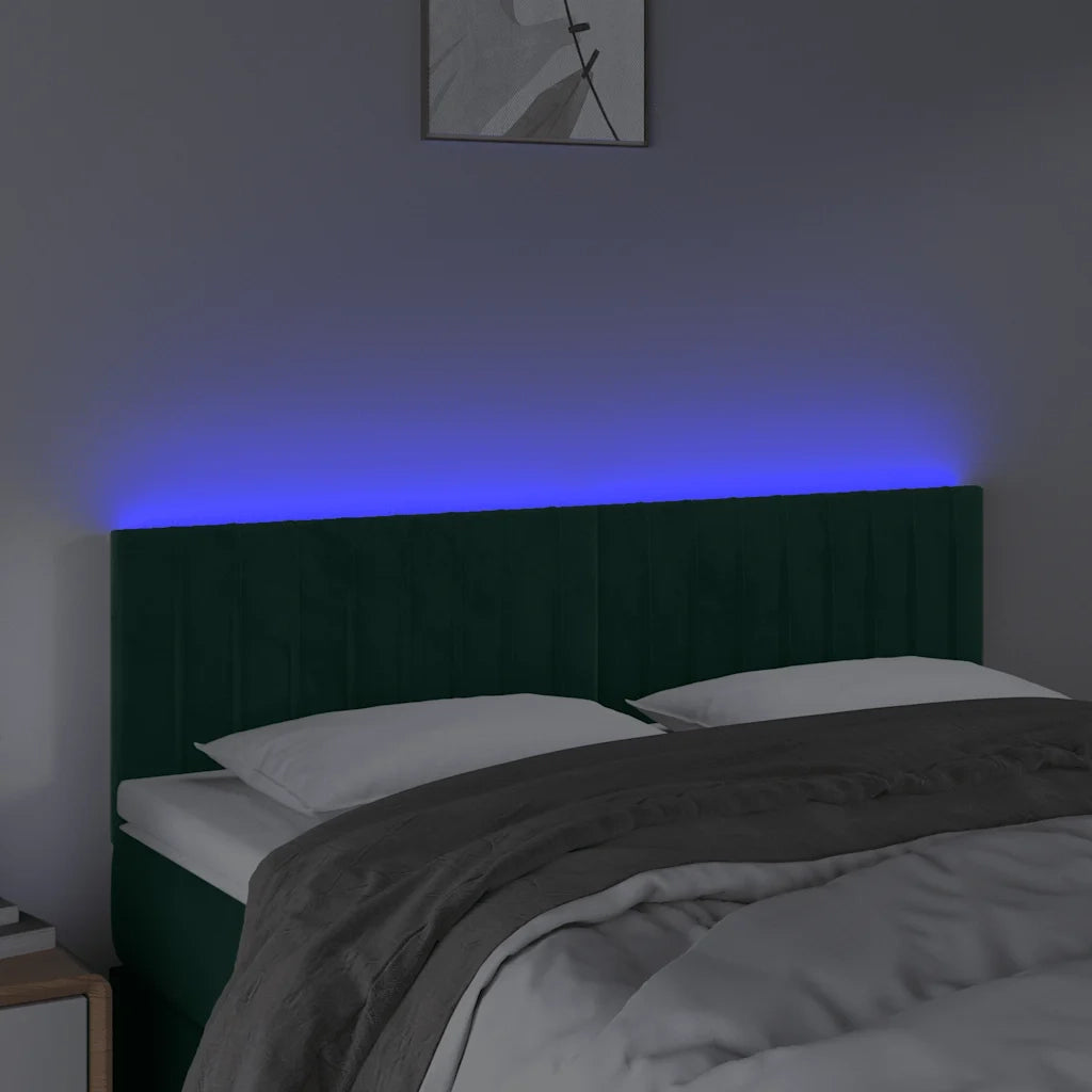 Testiera a LED Verde Scuro 144x5x78/88 cm in Velluto 3121901