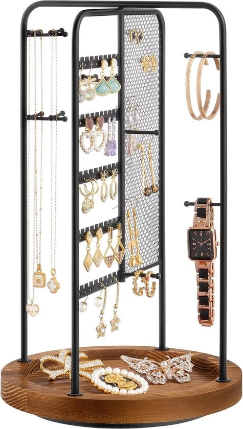Sovima - Standarizzazione dei gioielli a 4 sezioni separate a forma di metallo per l'archiviazione di catene, bracciali, orecchini, anelli e ciondoli Regalo Idea Nero