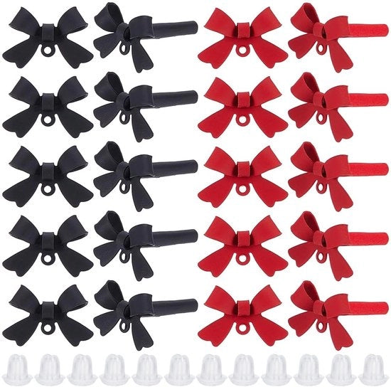Orecchini Strappati - 40 Pezzi - Nero/Rosso - Argento Sterling 925 - Orecchini Fissati - Accessori per Gioielli - Materiali per la Lavorazione - Componenti per Orecchini