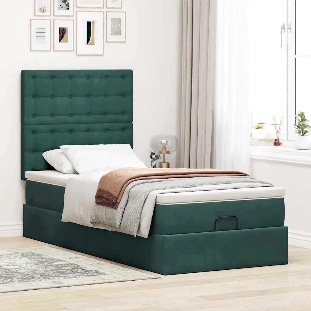 vidaXL Struttura Letto Pouf con Materassi 80x200 cm Velluto