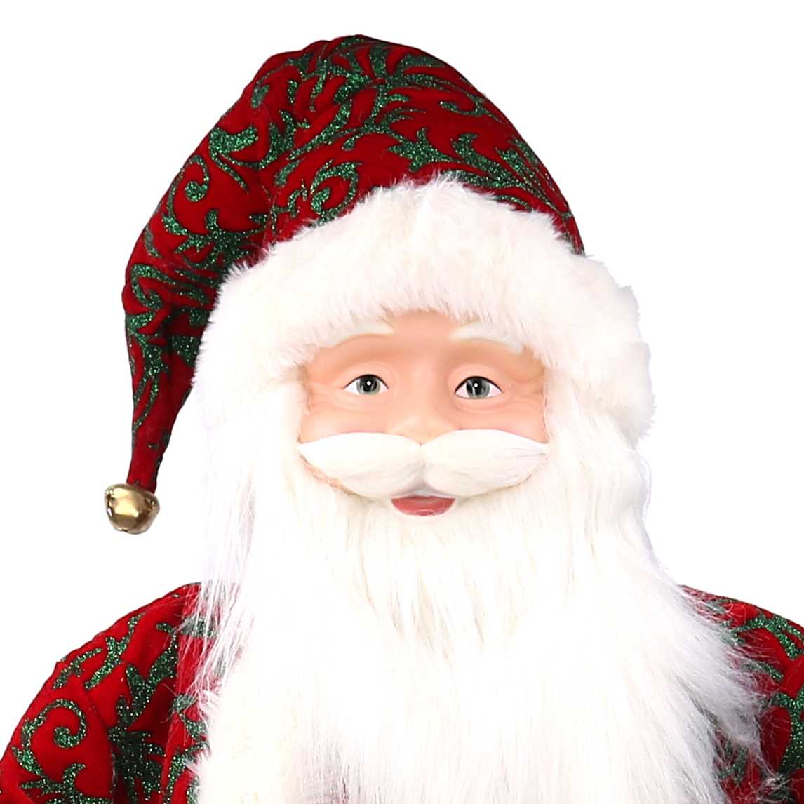 Babbo natale in tessuto damascato rosso con pacchi regalo cm xh80