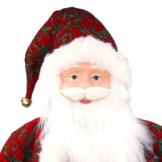 Babbo natale in tessuto damascato rosso con pacchi regalo cm xh80