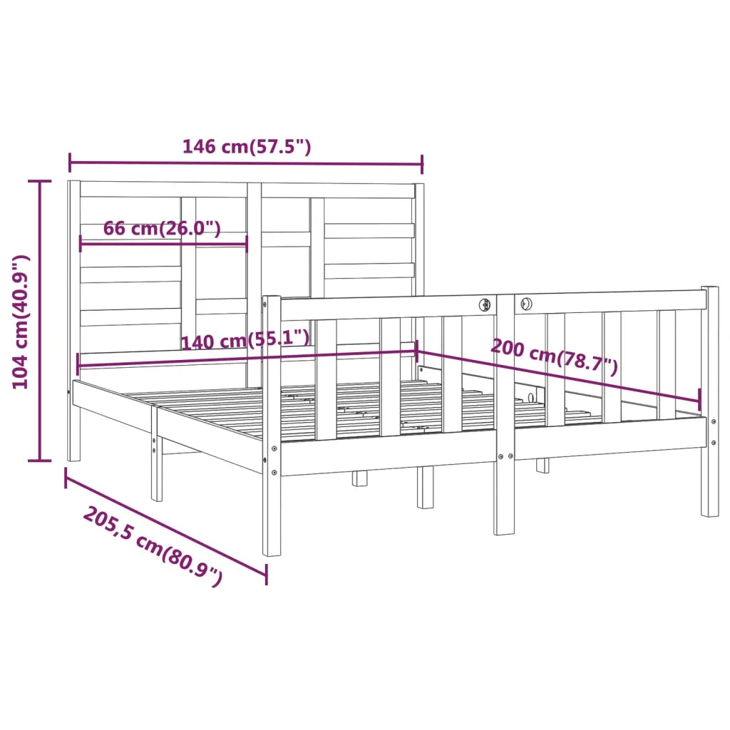 Giroletto senza Materasso-Struttura Letto 140x200 cm in Legno Massello di Pino 323824
