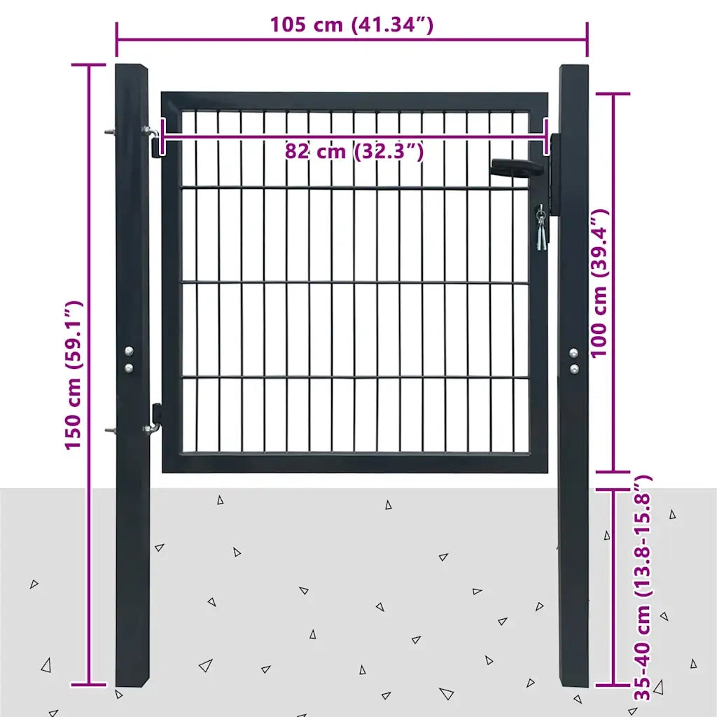 Cancello per Recinzione in Acciaio Antracite 100x100 cm 142026