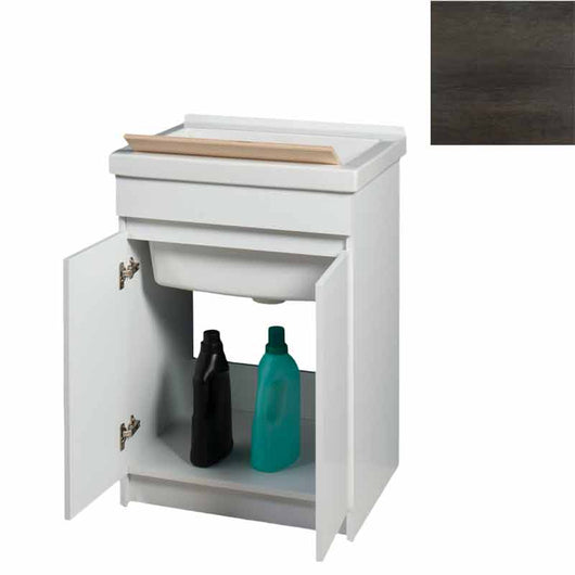 Mobile Lavatoio in Ceramica 2 Ante con Strofinatoio in Legno Massello 60x50x86A cm Olmo Scuro