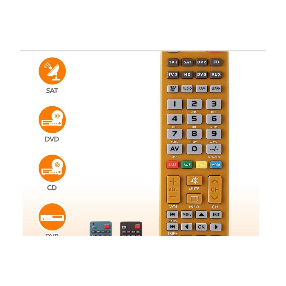 Trade Shop - Telecomando Universale Remote Televisori 8 In 1 Tv Sat Dvd Vcr Chunghop E885 -