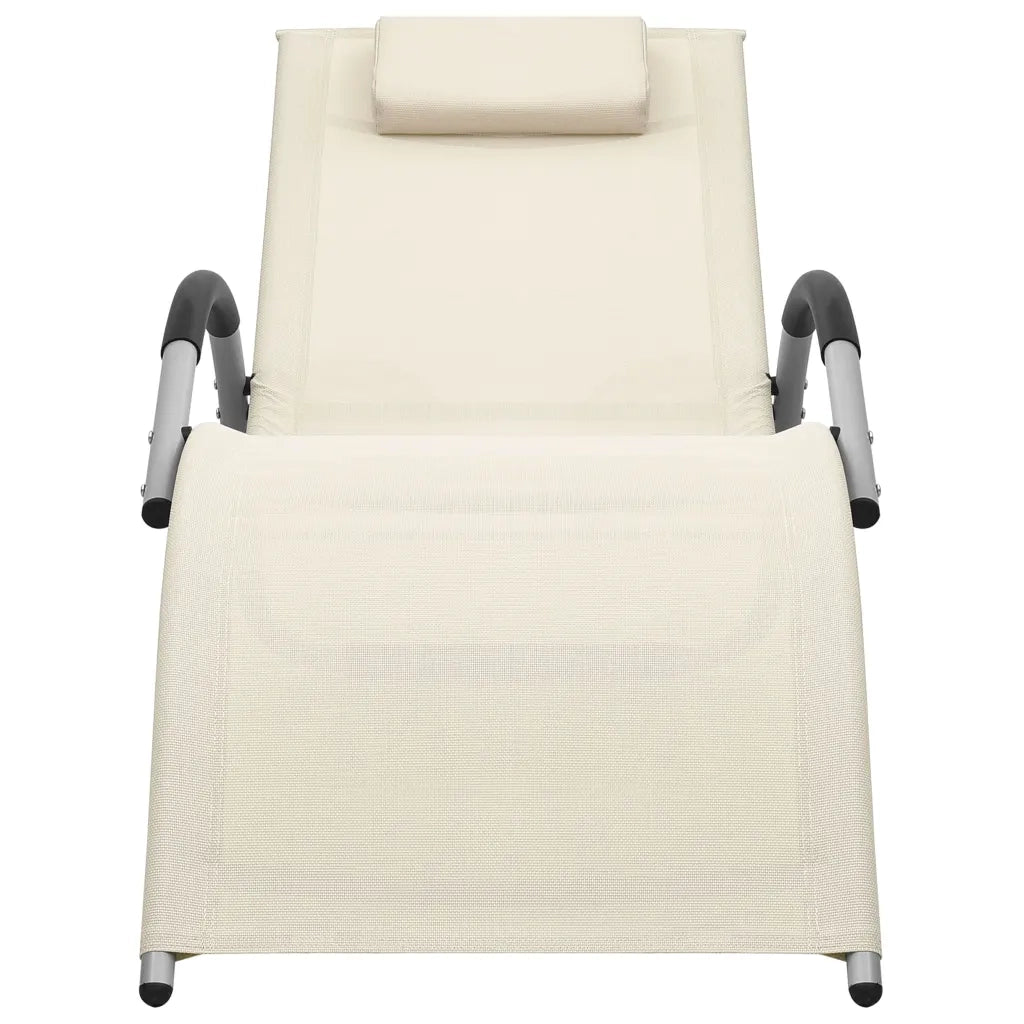 Lettino Prendisole in Textilene Crema e Grigio cod mxl 23088