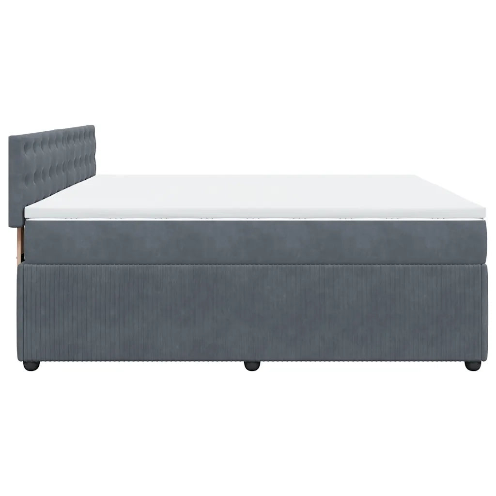 Giroletto a Molle con Materasso Grigio Scuro 180x200 cm Velluto