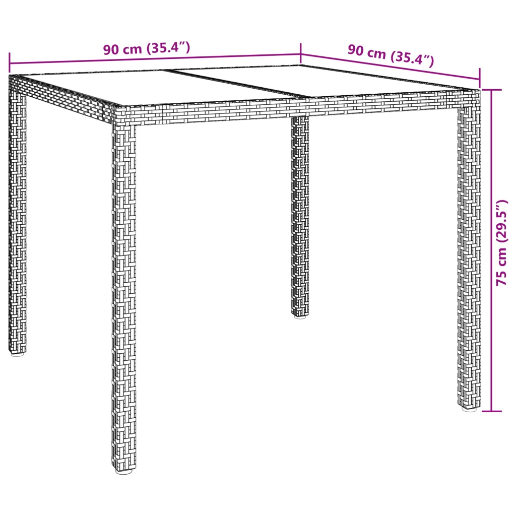 Tavolo da Pranzo da Giardino Beige 90x90x75 cm Polyrattan