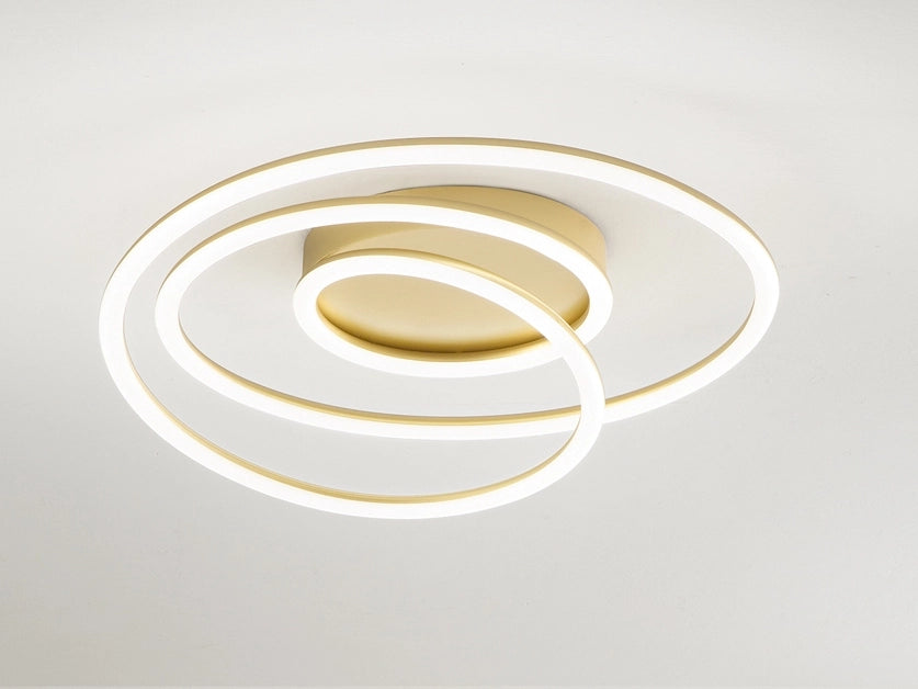 Plafoniera in alluminio colore oro opaco Spira LED 63W 3000K 3600Lm dimmerabile