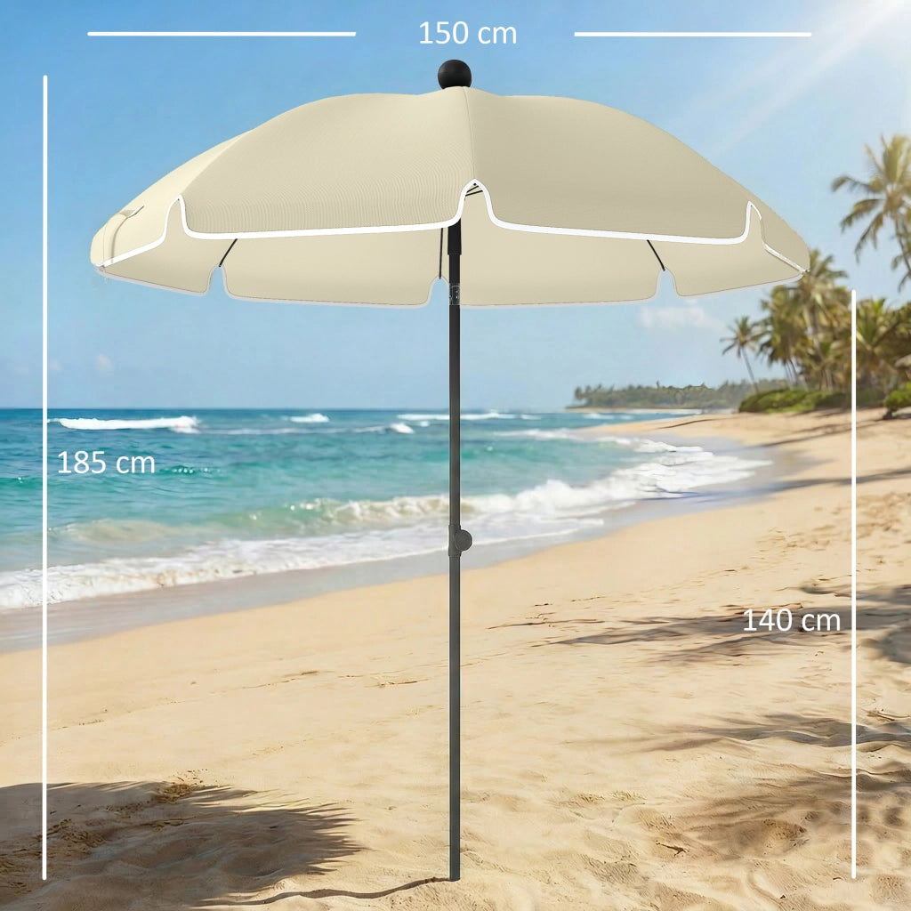 Ombrellone da spiaggia ?150 cm pieghevole con sabbia ancoraggio e borsa ¨C zephmum ¨C Beige