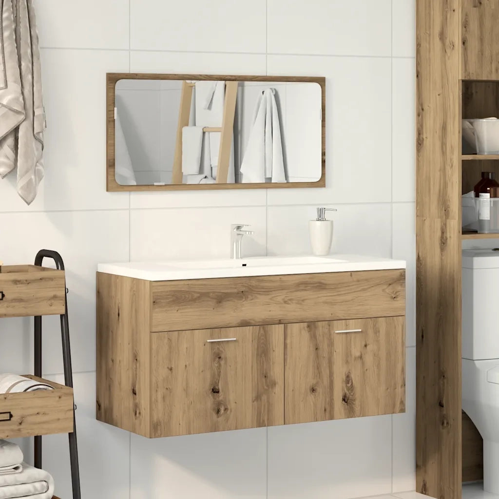 Mobile da Bagno | Armadio da bagno con Specchio Rovere Artigianale Truciolato