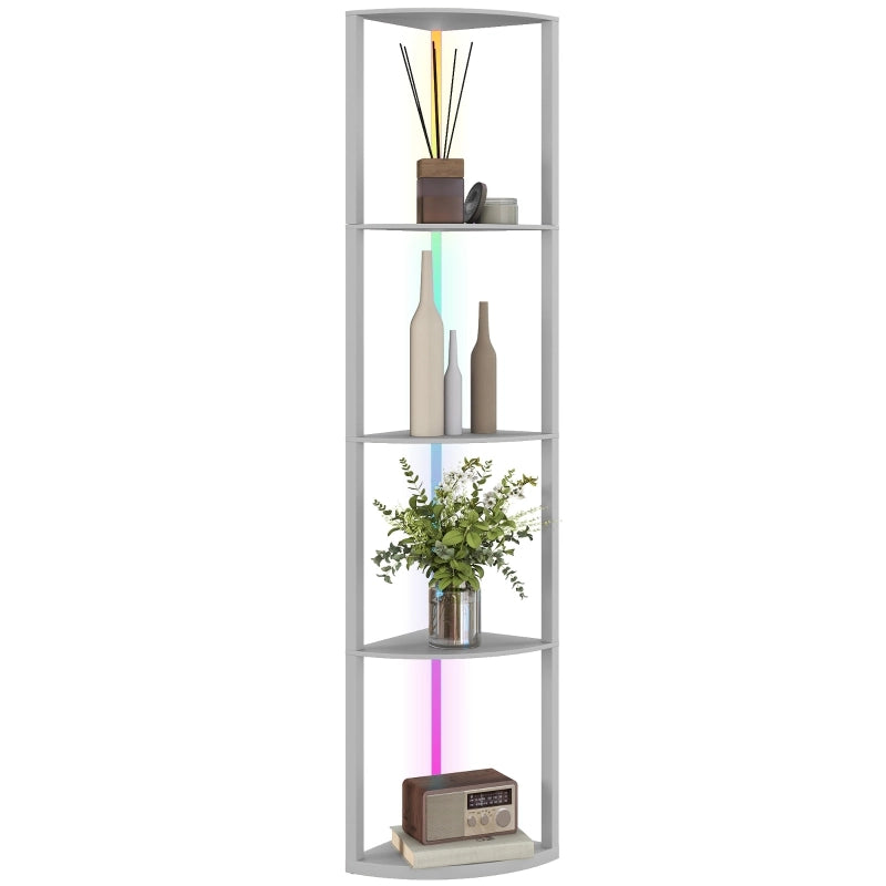 Lampada da terra a LED, dimmerabile a 5 livelli, con mensola, cambio colore RGB, telecomando.