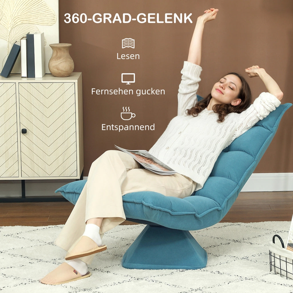POLTRONA DA PAVIMENTO Girevole 62x70x95 cm Blu in Acciaio
