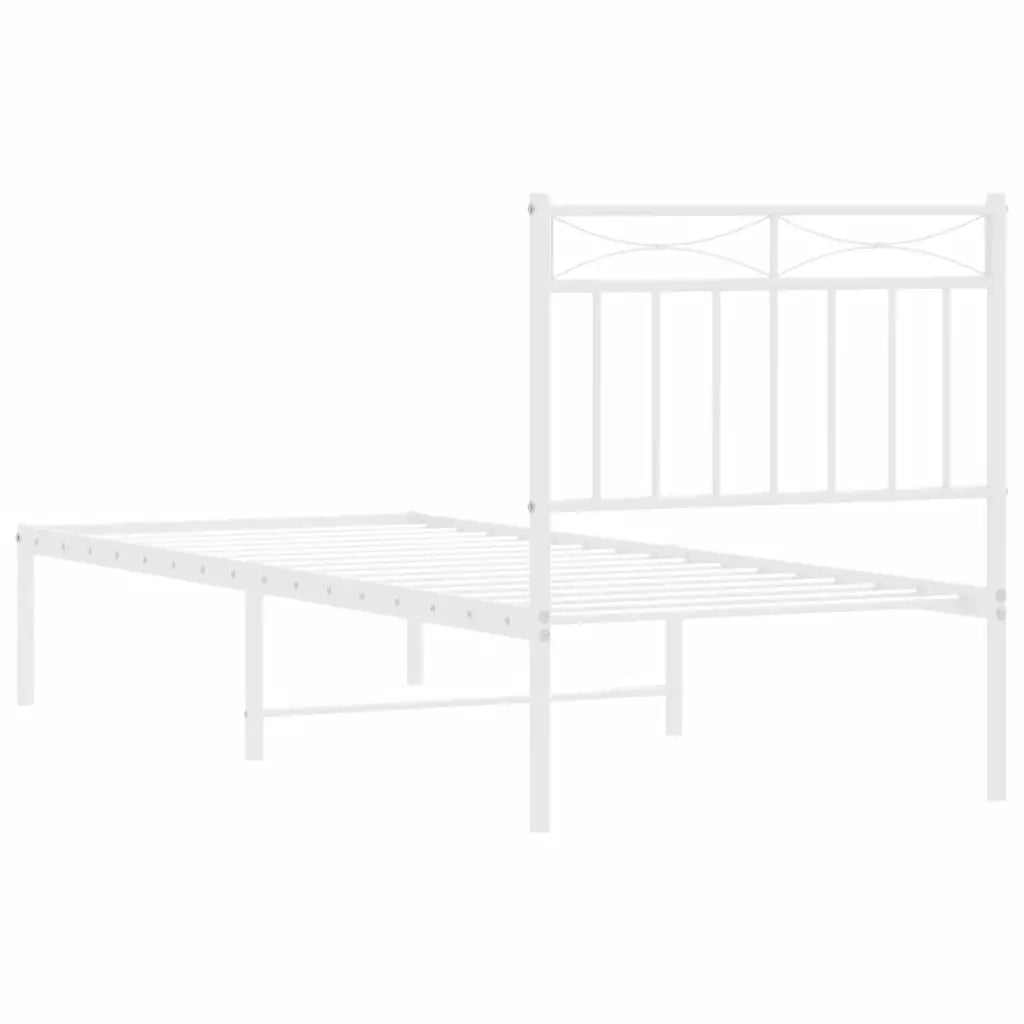 Giroletto con Testiera-Struttura Letto con testiera Metallo Bianco 80x200 cm 654701