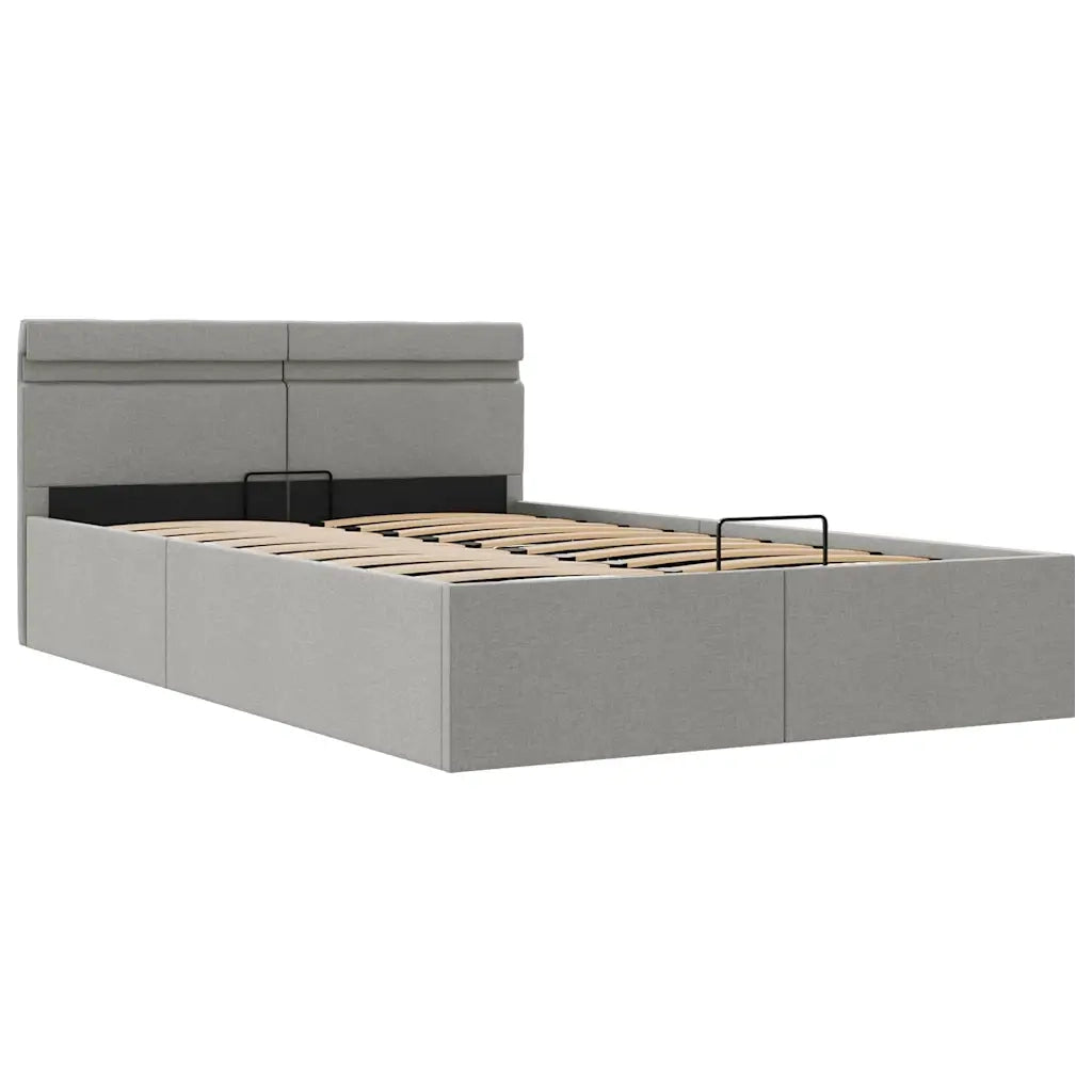 Giroletto con Contenitore e LED Grigio Chiaro Tessuto 120x200cm