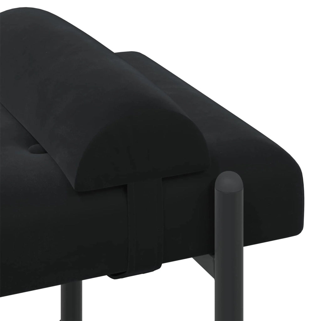 Panchina con bottoni e cuscini Nero 110 x 40 x 46 cm Velluto 42038391