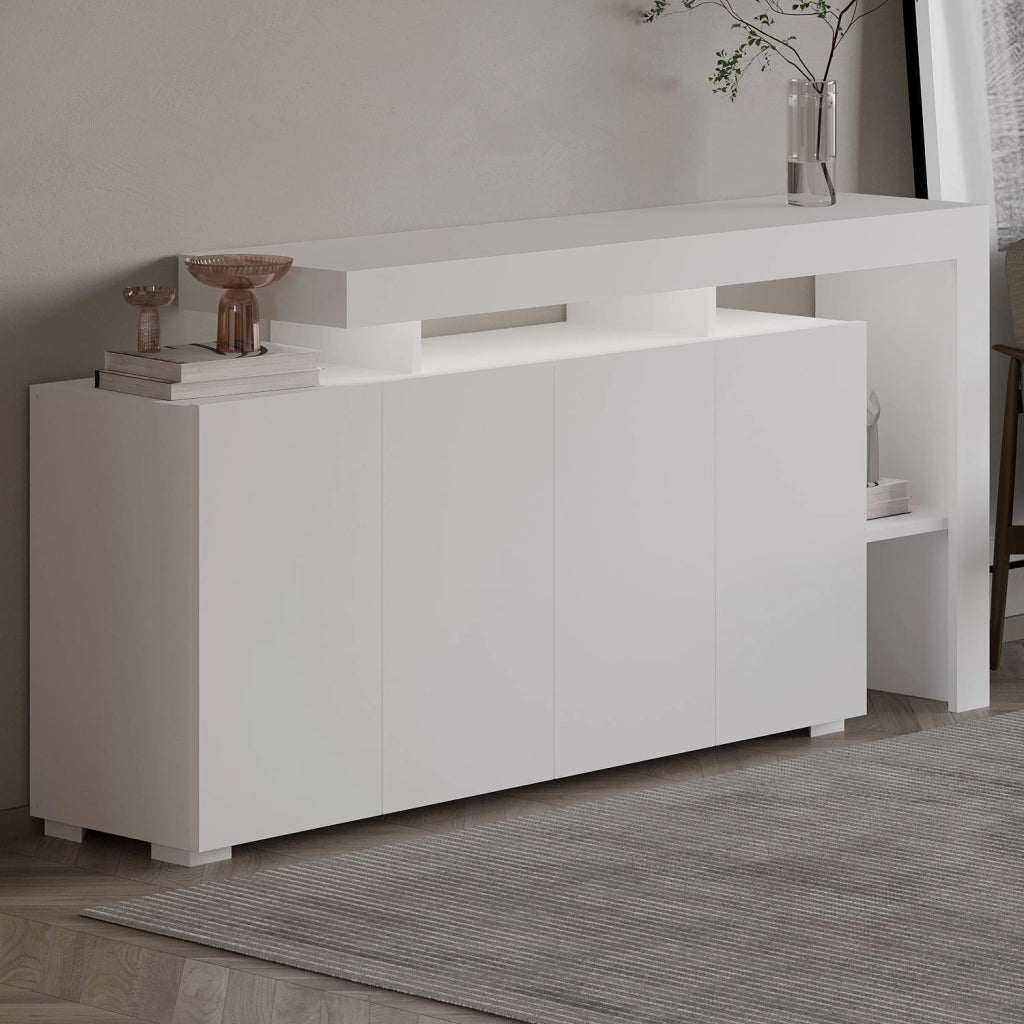Credenza in legno "Beliz" - 170 x 35 x 80 cm - Bianco