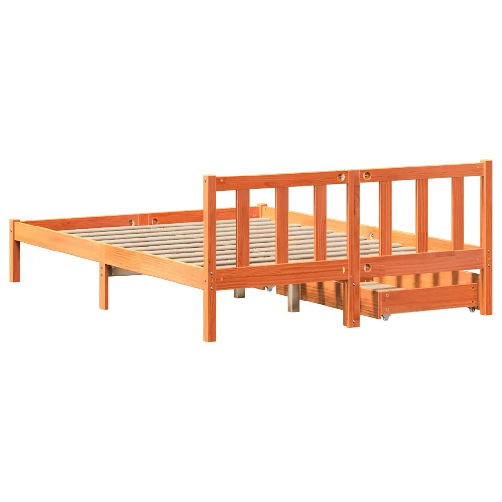 Letto senza Materasso Marrone Cera 140x190 cm in Legno di Pino