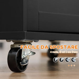 Carrello da Cucina con Armadietto 2 Cassetti e Portaspezie 89x45x89,5 cm in Legno Nero