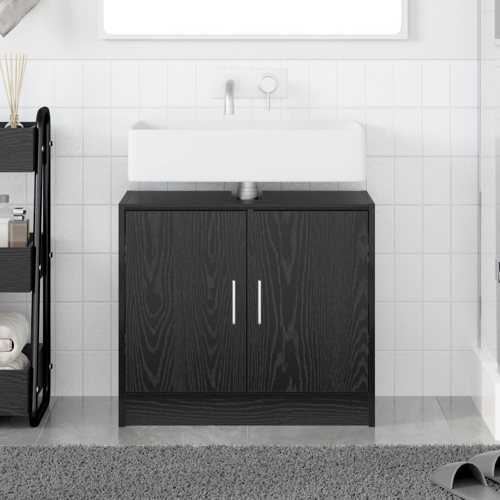 Mobile Lavabo Rovere Nero 63x29x55 cm Legno Ingegnerizzato