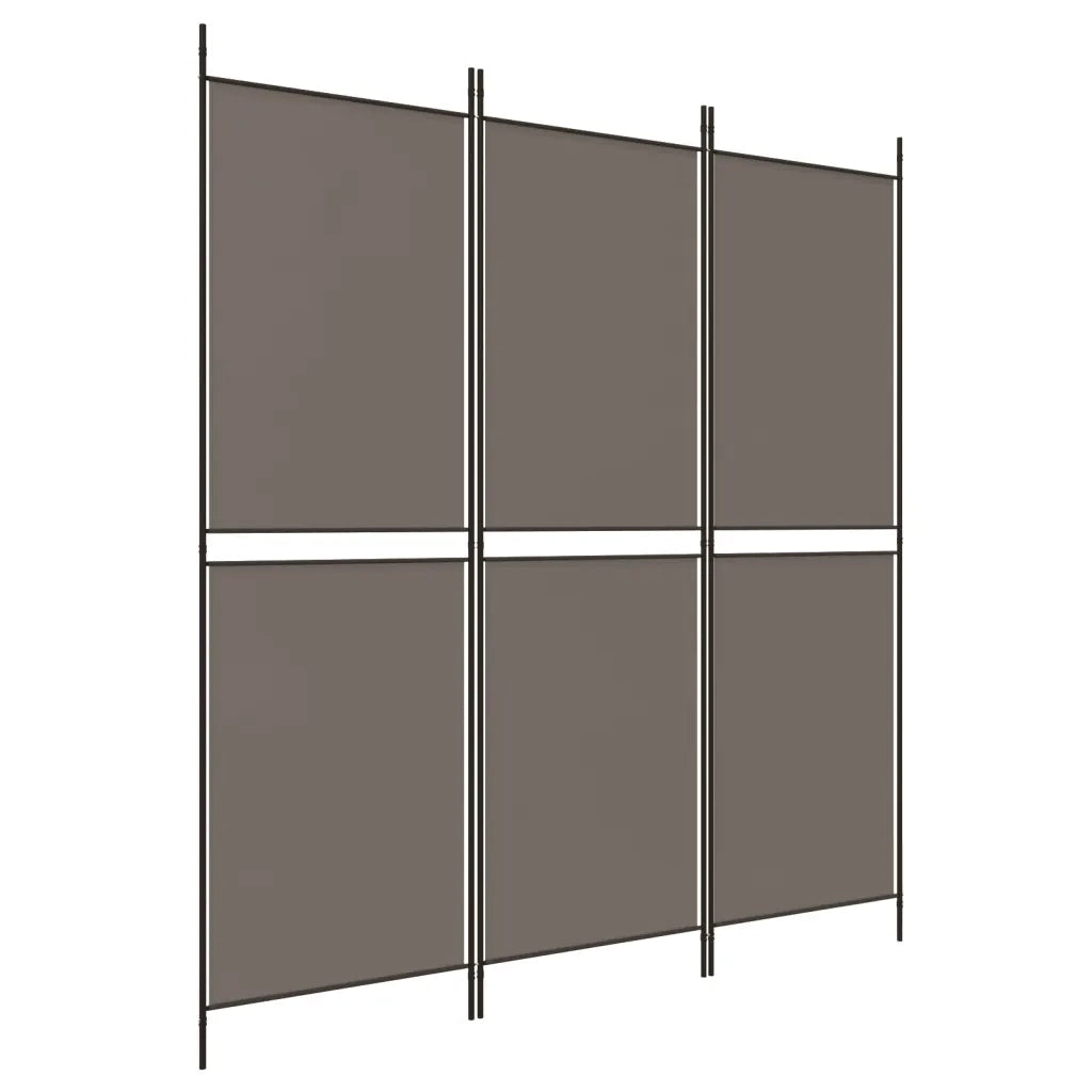 Divisorio a 3 Pannelli Antracite 150x200 cm in Tessuto 350228