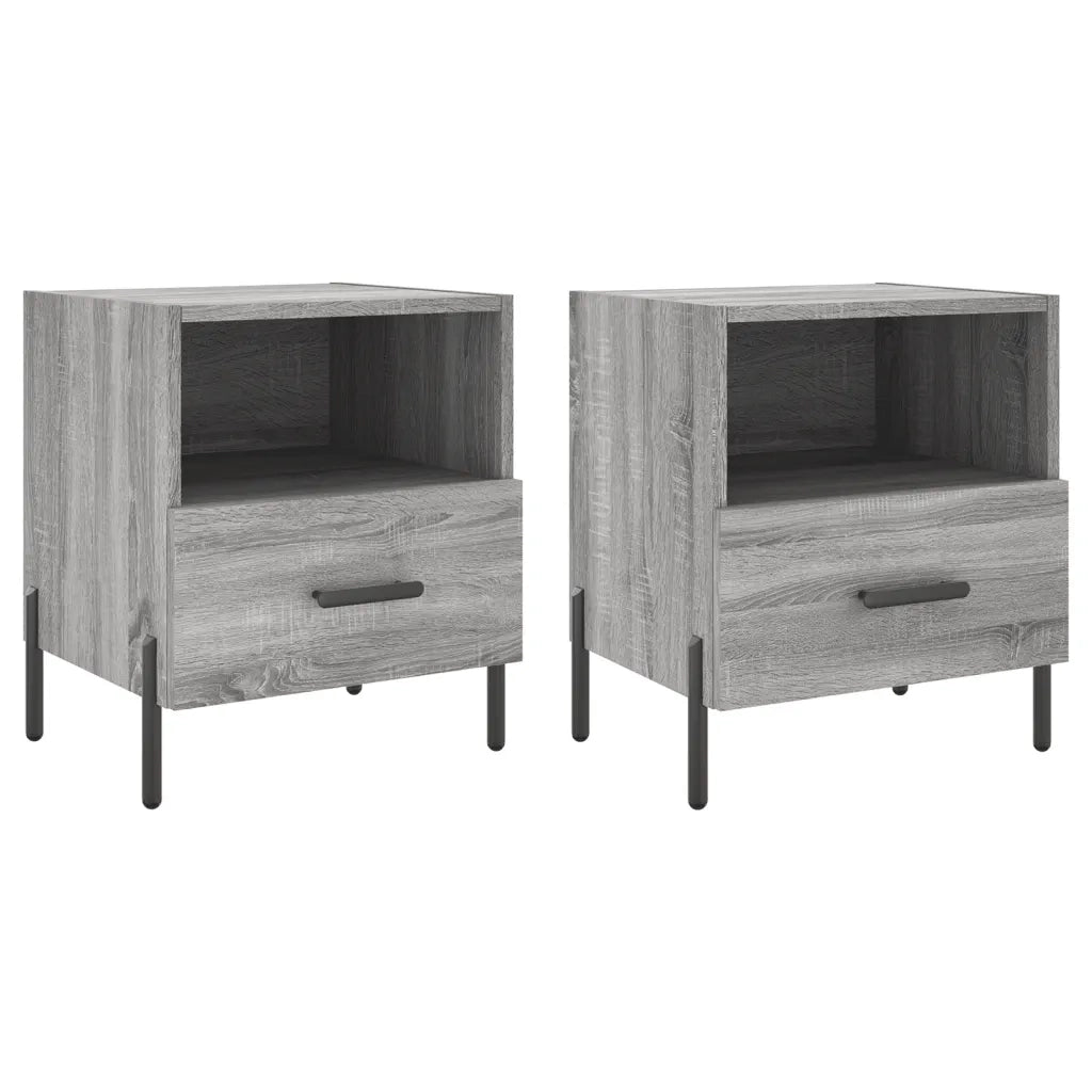 Set di 2 Comodini | Armadio da Notte | Mobiletto da notte Grigio Sonoma 40x35x47,5 cm in Legno Multistrato