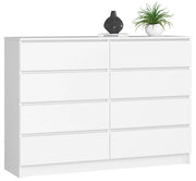 Cassettiera AKORD K140 Bianca 138 cm 8 cassetti 138x40x99 cm
