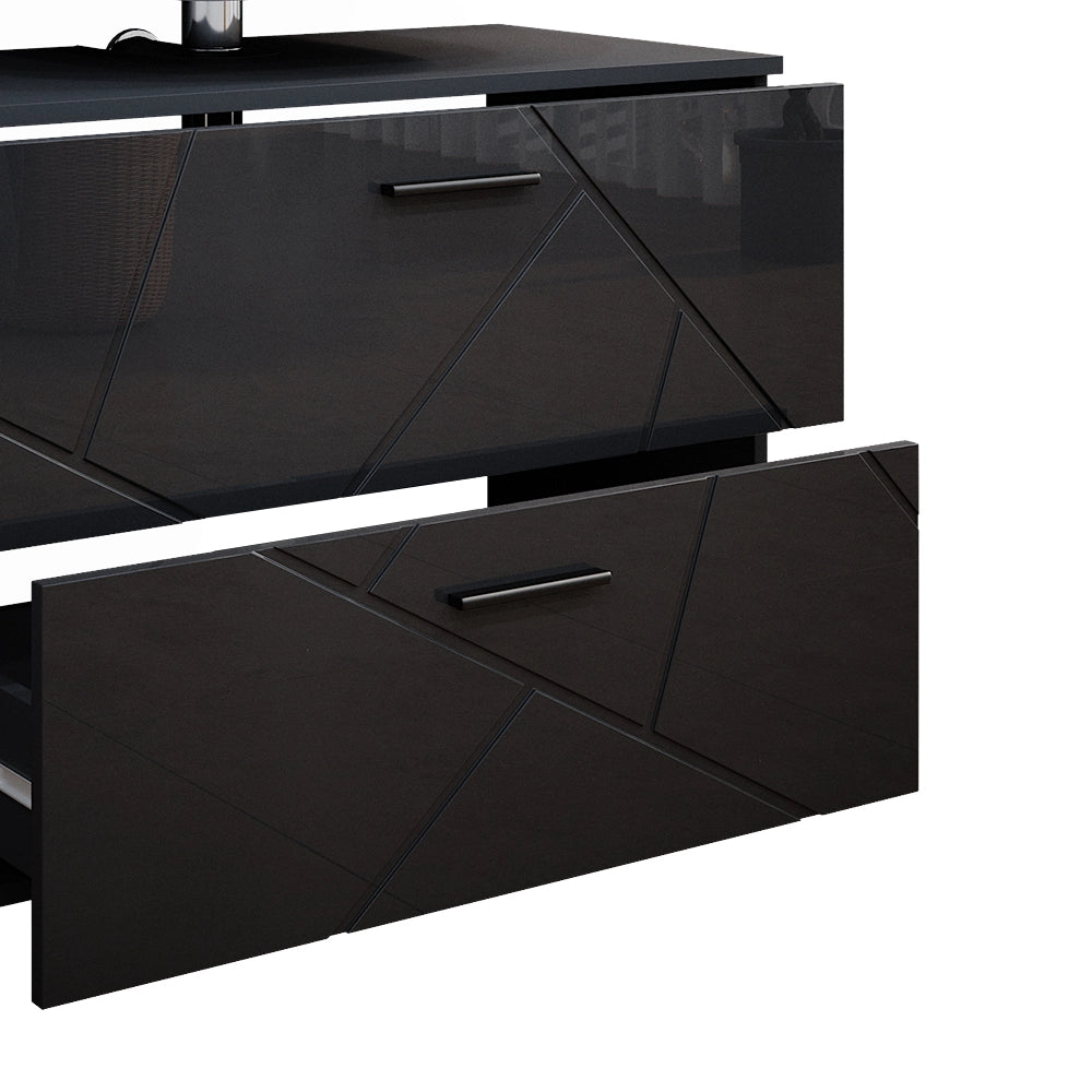 Vicco Set mobili bagno Antracite lucido 3 pezzi, base 80 cm