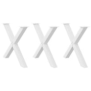 Gambe per tavolo da pranzo a forma di X 3 pz bianche 90x(72-73) cm in acciaio