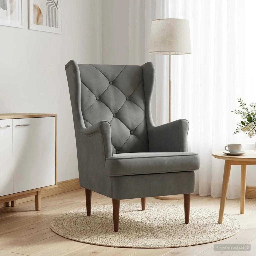 Poltrona-Divano Sedia-Poltroncina Grigio Scuro Velluto 608275