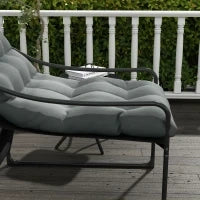 Poltrona da Giardino con Cuscino Imbottito, in Acciaio e Poliestere, 62x110x88 cm, Grigia e Nera