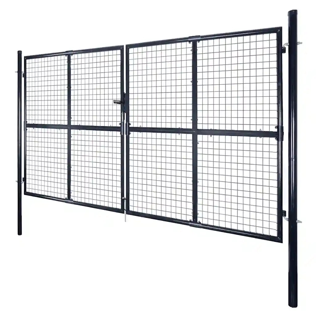 Cancello per Giardino Rete in Acciaio Zincato 289x175 cm Grigio cod mxl 40952