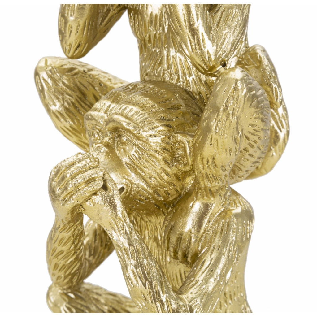 Scultura Scimmia 12, Oro, Poliresina, 10,5x10,5x30 cm