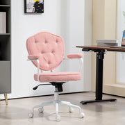 Sedia da ufficio ergonomica con funzione dondolo, altezza regolabile, ruote girevoli in poliestere rosa